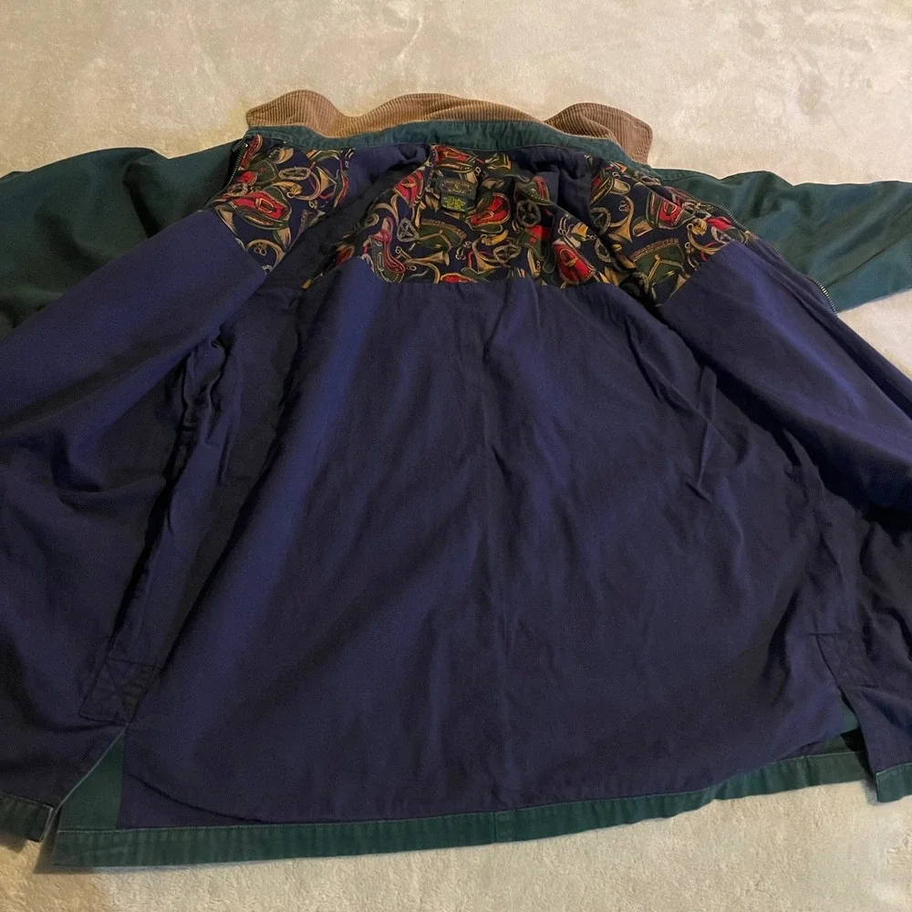 Vintage Charter Club Jacket Women Large Green Jane Justin Barn Corduroy Collar - Picture 6 of 11